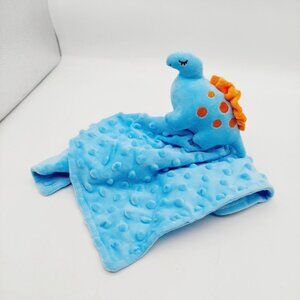 Crevent Dinosaur Baby Lovey Security Blanket 13” Blue Stuffed Animal Minky Dots